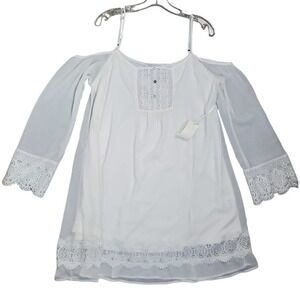 Purple Snow Crinkle Cold Shoulder Lace Hem Women Top Size XL New With Tag